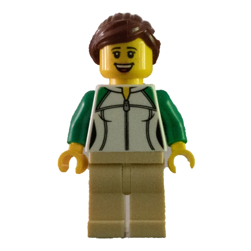 Woman - White Sweatshirt, Tan Legs, Reddish B… — minifigurine LEGO | Brick Broker