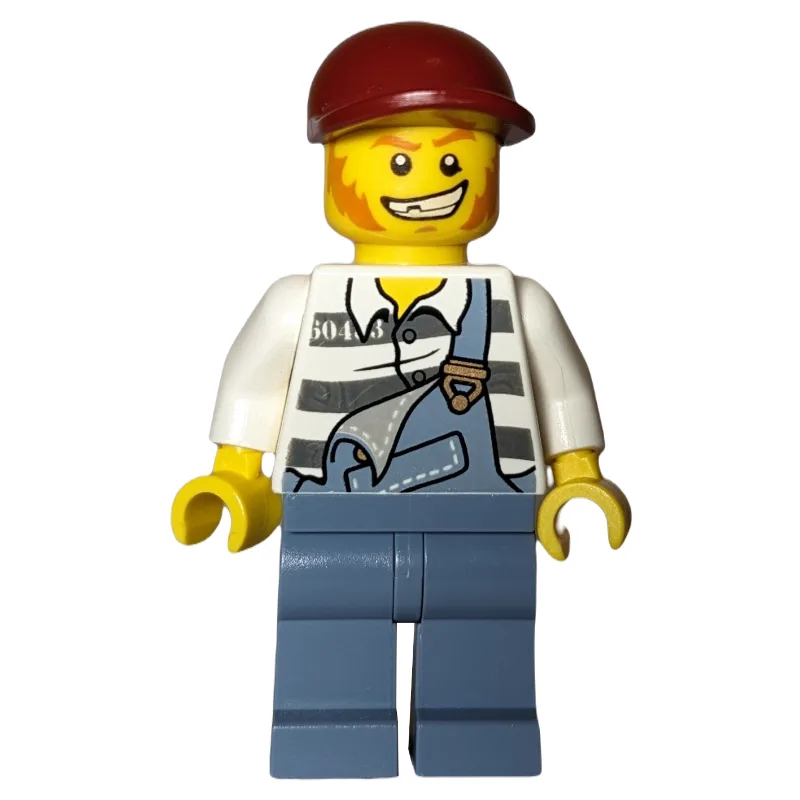 Criminal, Overalls over Prison Shirt, Dark Re… — minifigurine LEGO | Brick Broker