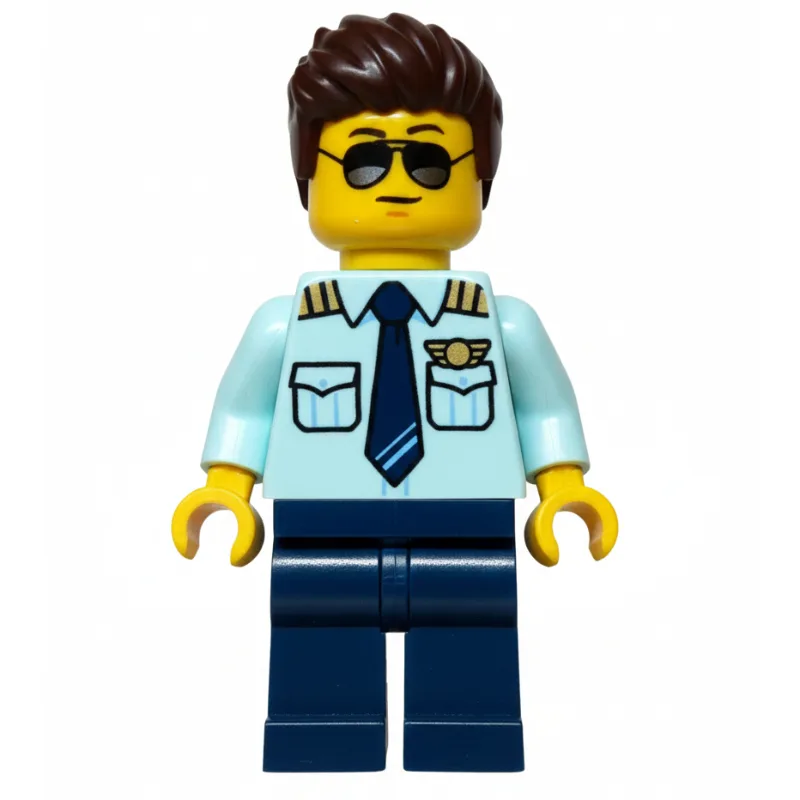 Pilot, Light Aqua Shirt, Dark Blue Legs, Dark… — minifigurine LEGO | Brick Broker