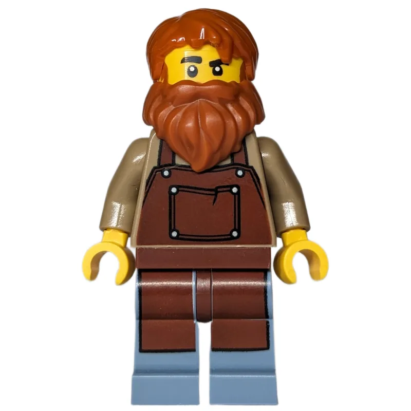 Train Driver, Reddish Brown Apron, Orange Hai… — minifigurine LEGO | Brick Broker