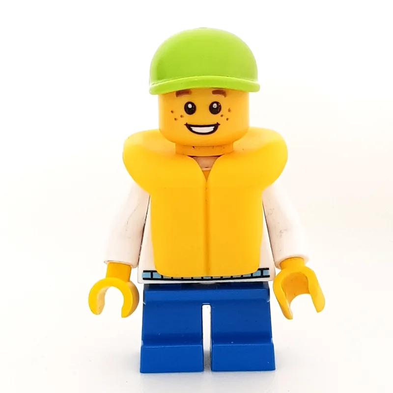 Boy, White and Blue Hoodie, Short Blue Legs,… — minifigurine LEGO | Brick Broker