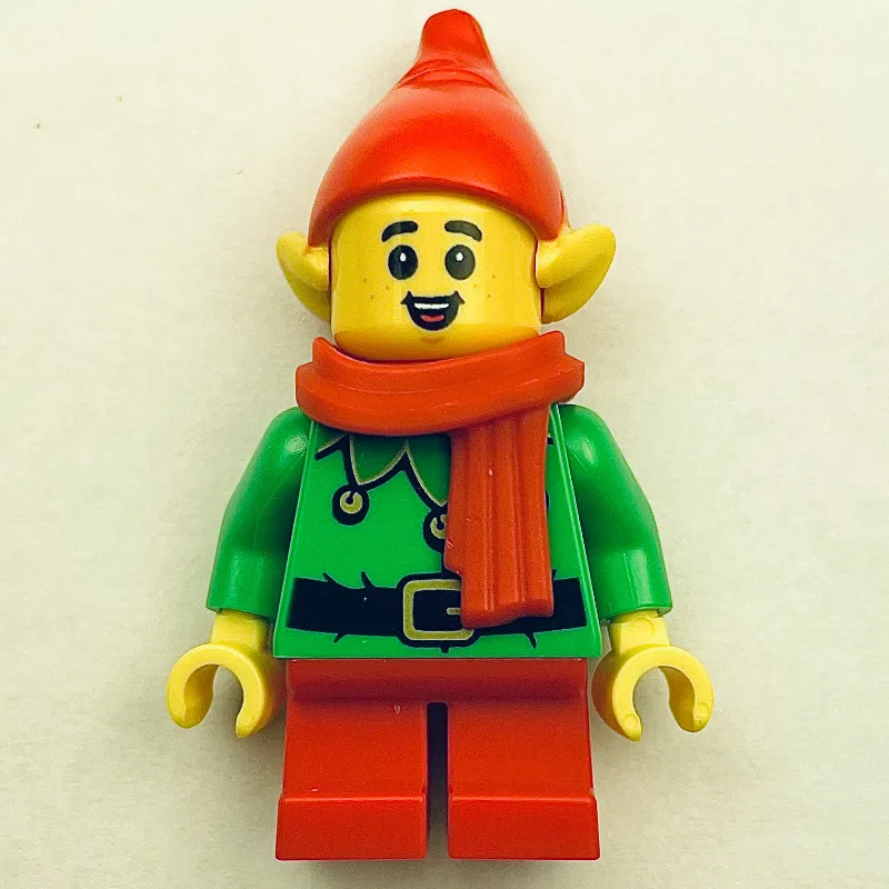 Elf - Bright Green Torso, Red Legs, Red Hat,… — minifigurine LEGO | Brick Broker