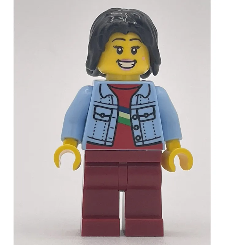 Bright Light Blue Torso, Dark Red Legs, Black… — minifigurine LEGO | Brick Broker