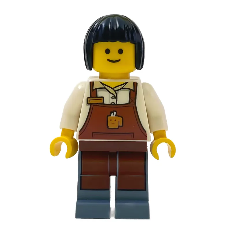 Barista, White Torso, Reddish Brown Apron, Sa… — minifigurine LEGO | Brick Broker