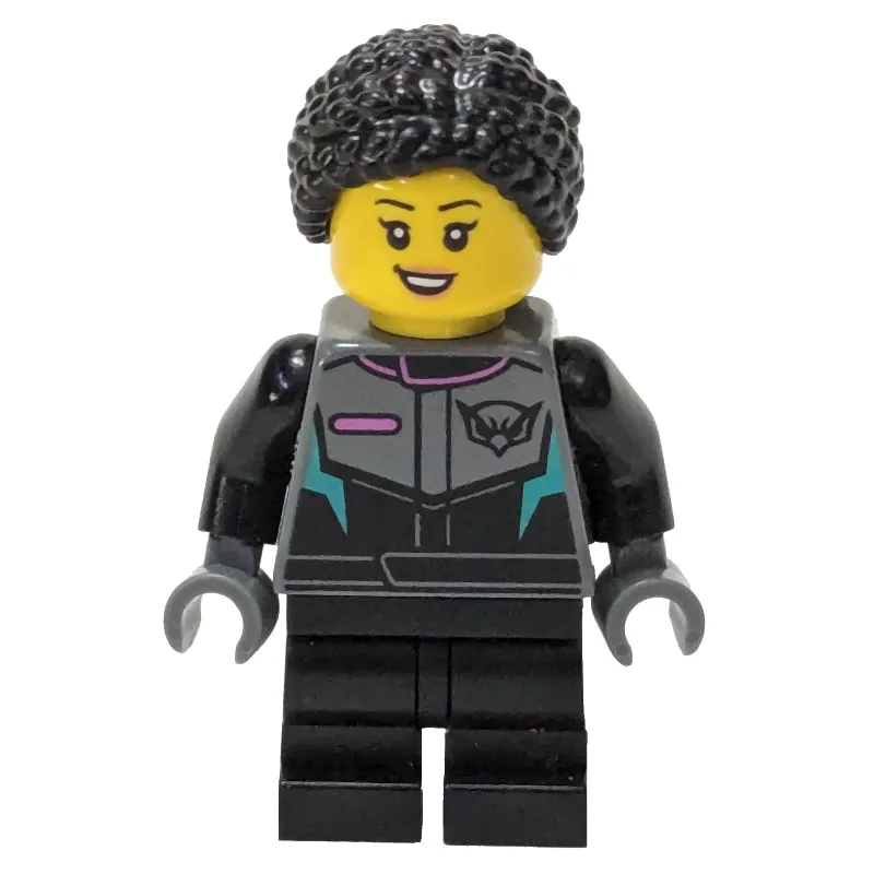 Race Driver, Black Racing Suit, Black Hair — minifigurine LEGO | Brick Broker