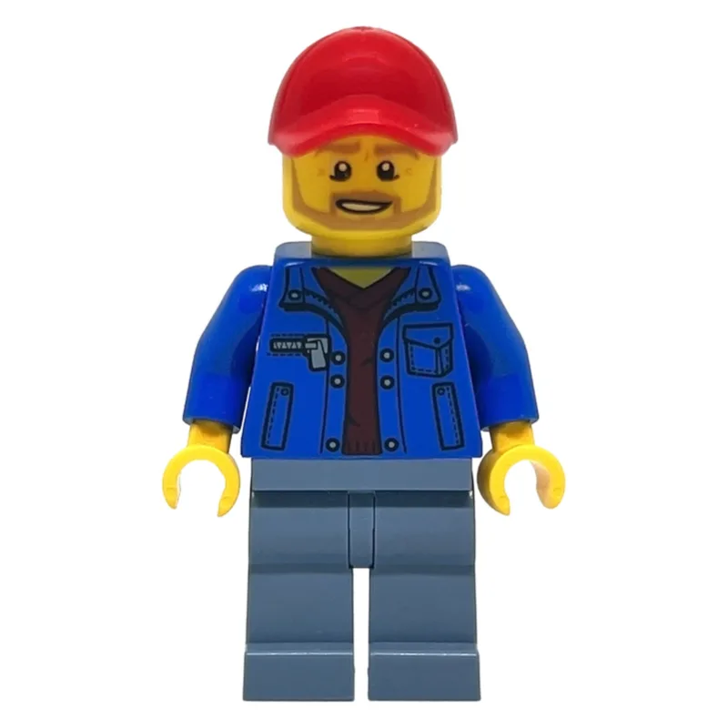 Blue Jacket, Sand Green Legs, Beard, Red Cap — minifigurine LEGO | Brick Broker