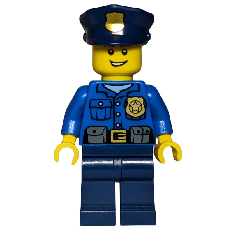 Policeman, Blue Shirt with Badge and Pouches,… — minifigurine LEGO | Brick Broker