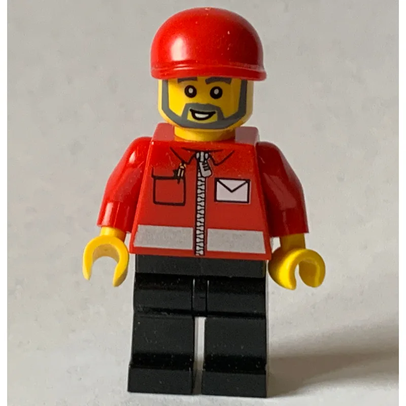 Postal Worker, Red Jacket with Zipper and Let… — minifigurine LEGO | Brick Broker