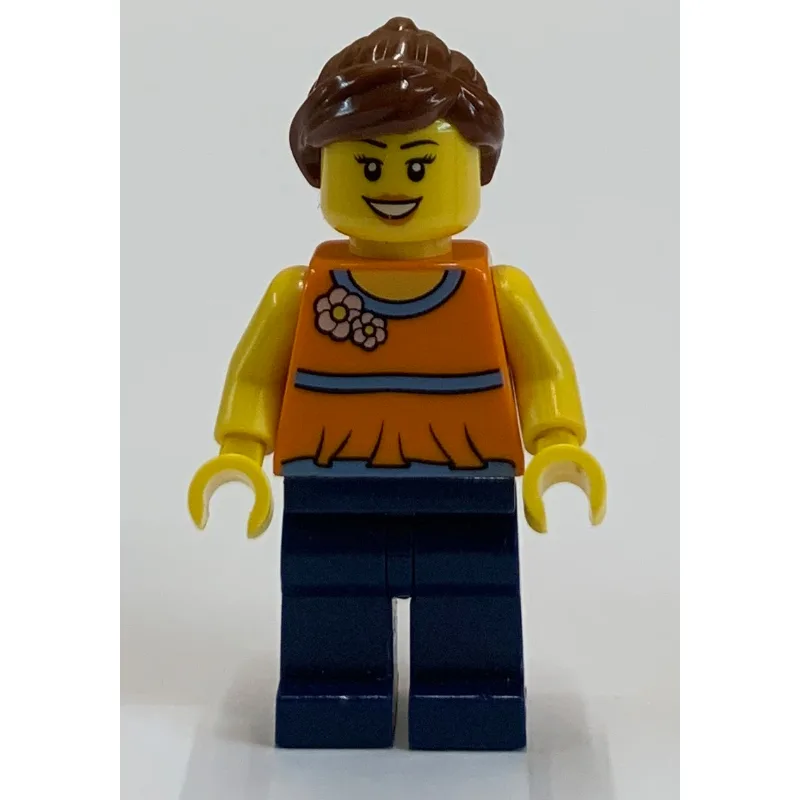 Orange Torso, Dark Blue Legs, Reddish Brown H… — minifigurine LEGO | Brick Broker