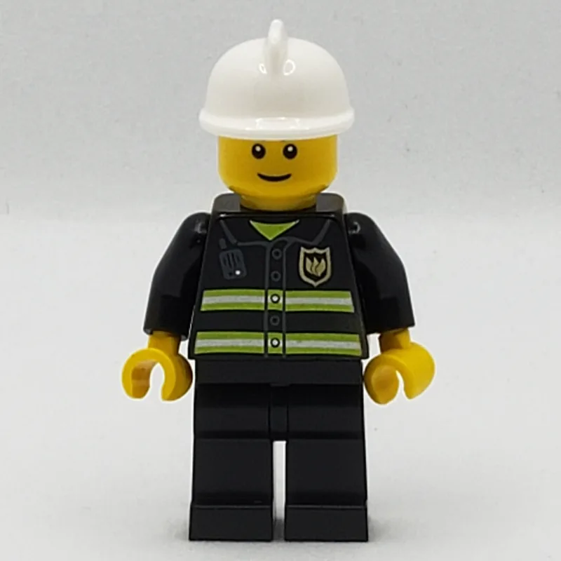 Fireman, Black Fire Jacket with Radio and Bad… — minifigurine LEGO | Brick Broker