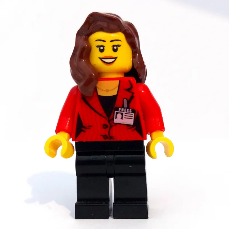 Woman, Red Jacket, Black Legs, Reddish Brown… — minifigurine LEGO | Brick Broker