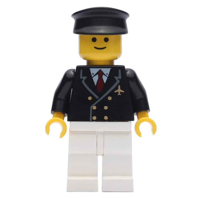 Pilot - Black Torso, White Legs, Black Cap — minifigurine LEGO | Brick Broker