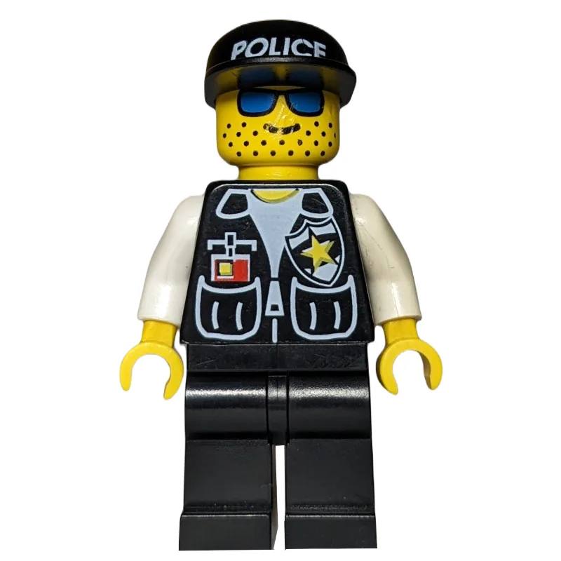 Policeman, Black Vest with Badge and Pockets,… — minifigurine LEGO | Brick Broker