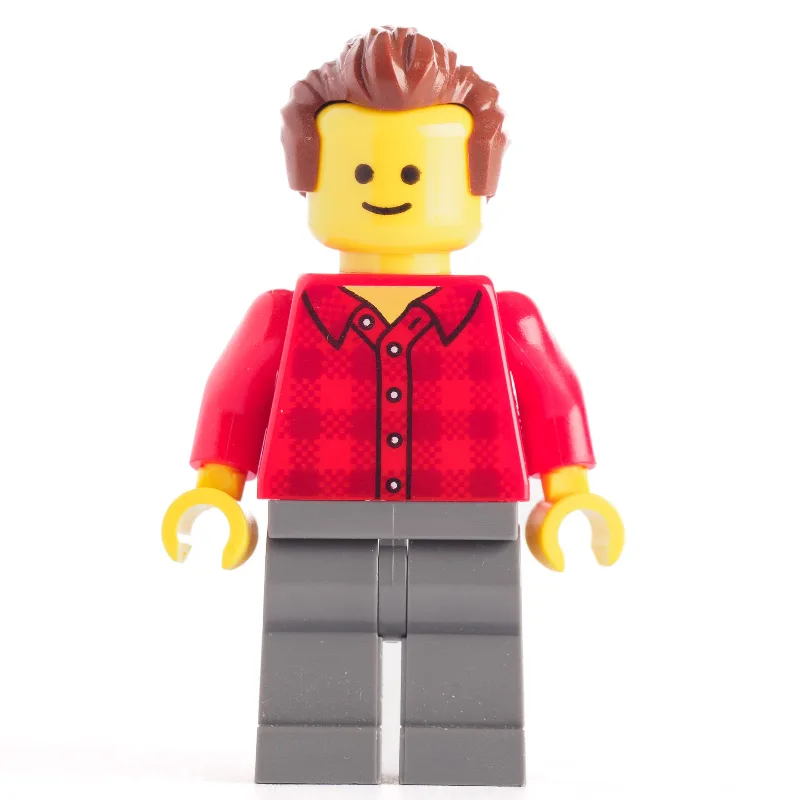 Red Torso Plaid, Dark Bluish Grey Legs, Reddi… — minifigurine LEGO | Brick Broker