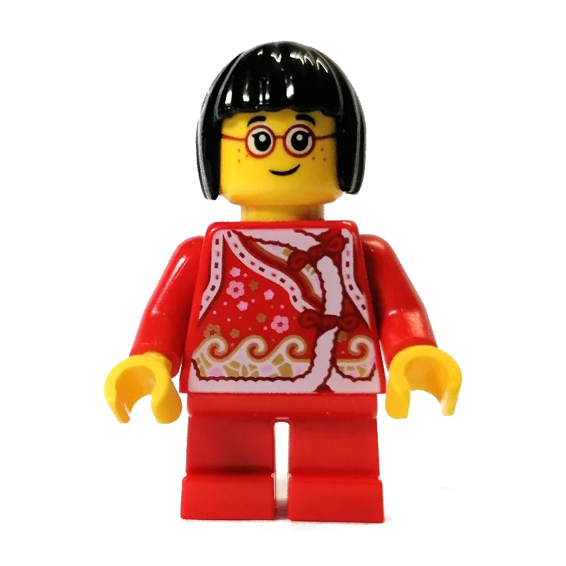 Kid Red Torso, Red Legs, Black Hair, Red Glas… — minifigurine LEGO | Brick Broker