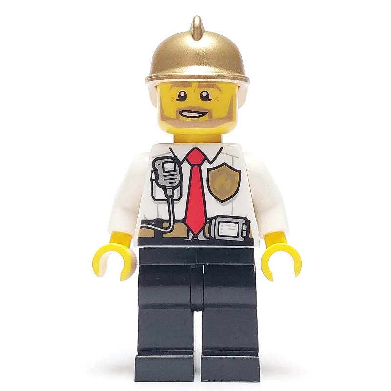 Fireman, White Shirt with Red Tie, Badge, and… — minifigurine LEGO | Brick Broker