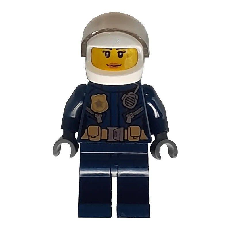 Policewoman, Dark Blue Jacket with Radio, Bad… — minifigurine LEGO | Brick Broker