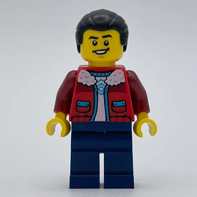 Man, Red Jacket, Dark Blue Legs, Black Hair — minifigurine LEGO | Brick Broker