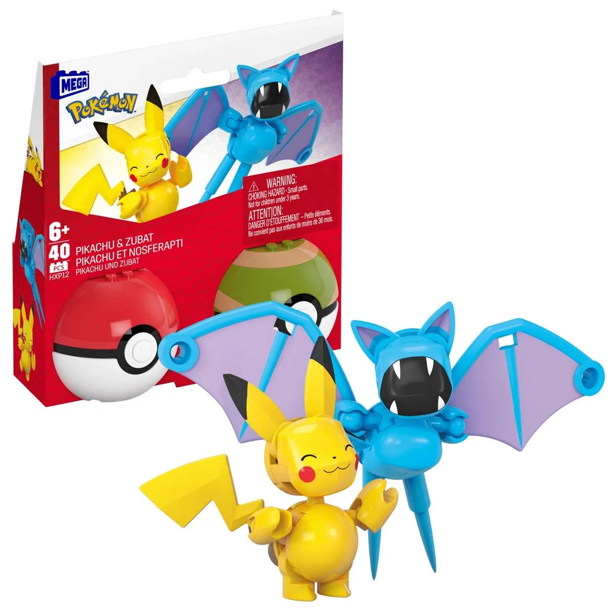 Mattel MEGA Pokémon Collection de Poké Balls (Lot de 3) - Pikachu et Nosferapti (HXP12) - prix | Brick Broker