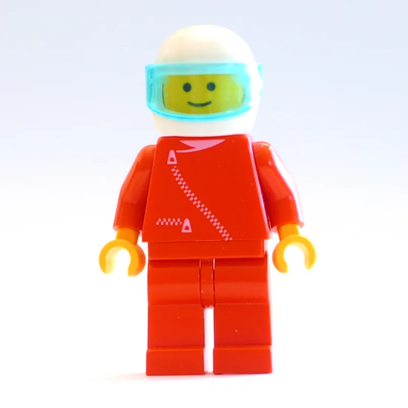 Racer, Red Jacket with Zipper, White Helmet w… — minifigurine LEGO | Brick Broker