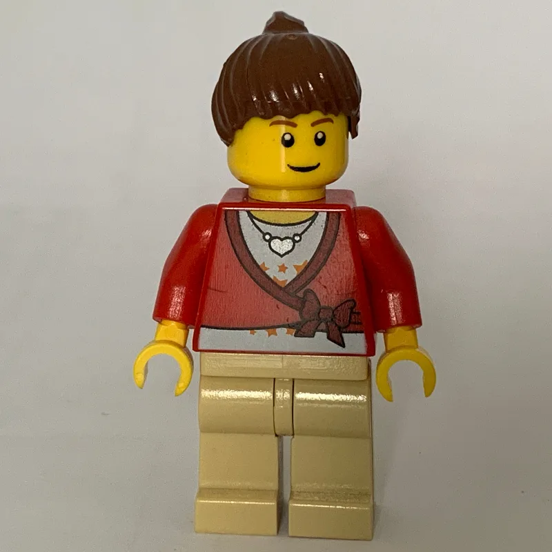 Woman - Red Sweater, Tan Legs, Reddish Brown… — minifigurine LEGO | Brick Broker