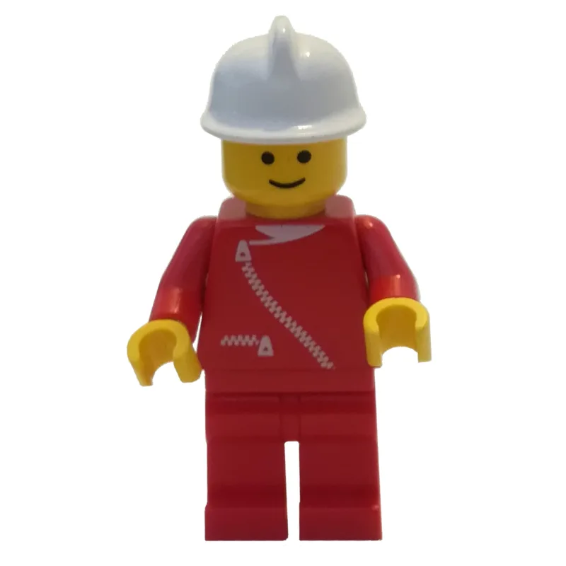 Fireman, Red Jacket with Zipper, White Helmet — minifigurine LEGO | Brick Broker