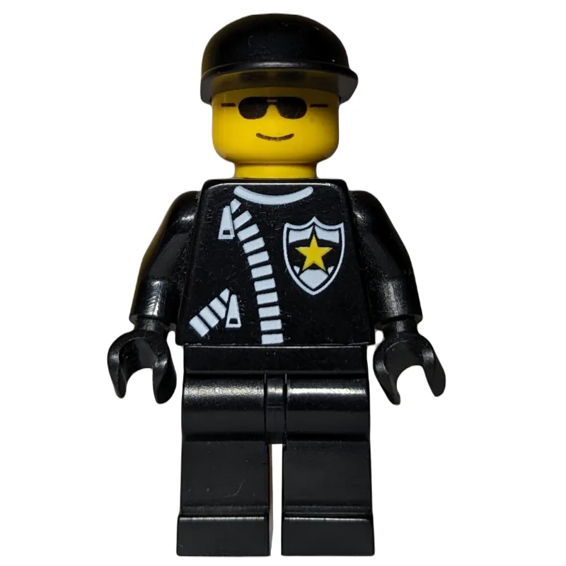 Policeman, Black Jacket with Zipper and Badge… — minifigurine LEGO | Brick Broker