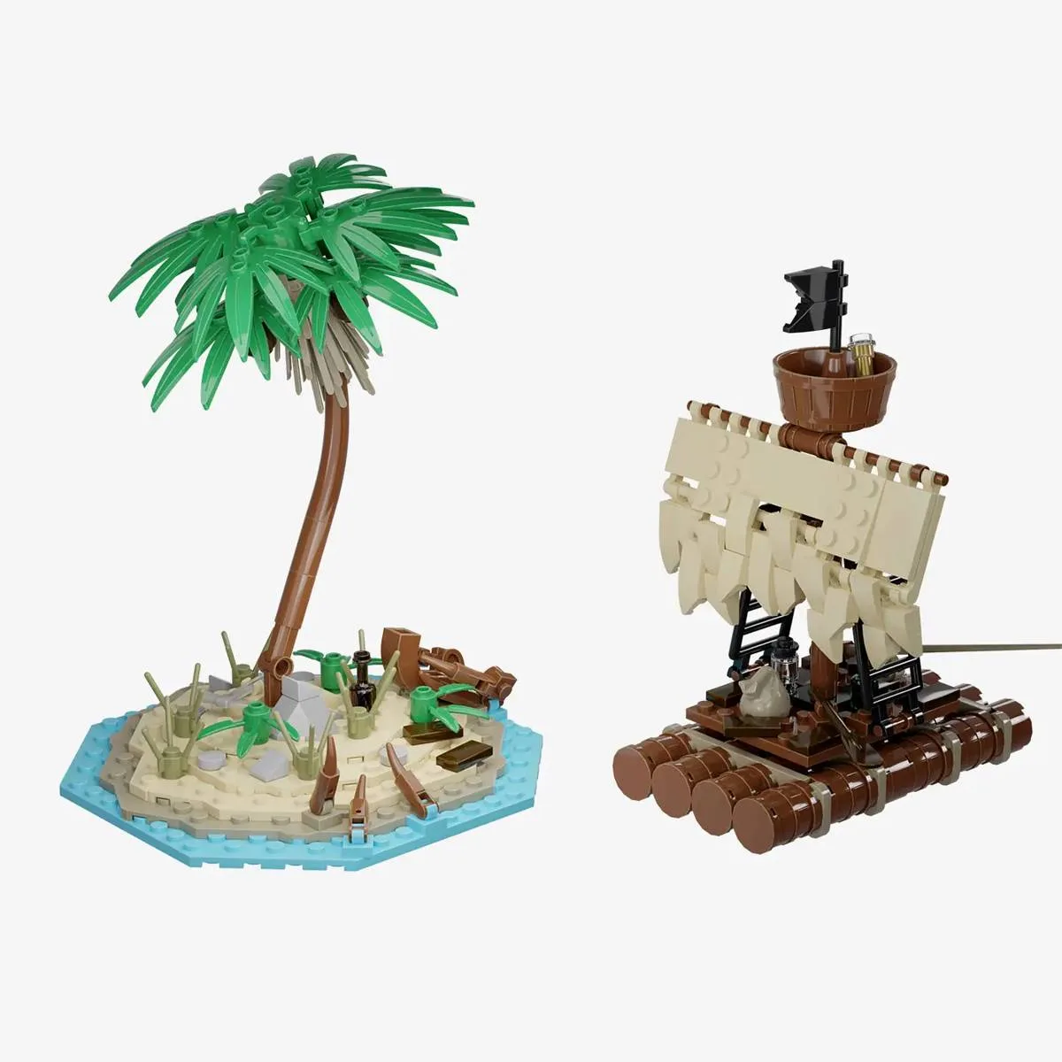 BlueBrixx Île des Pirates - Île avec radeau (BB-105129) - prix | Brick Broker
