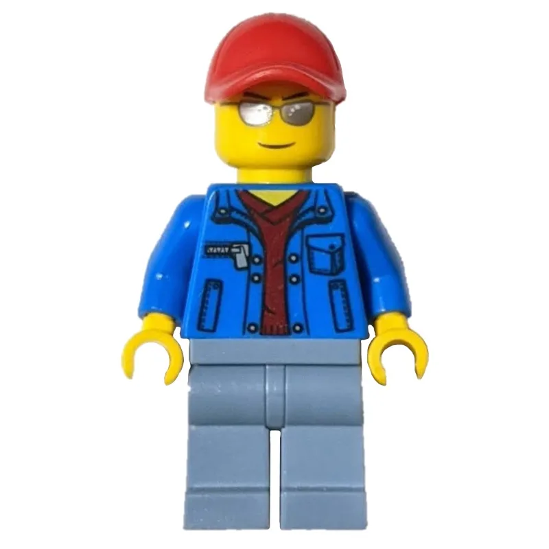Man, Open Blue Jacket over Dark Red Shirt, Sa… — minifigurine LEGO | Brick Broker