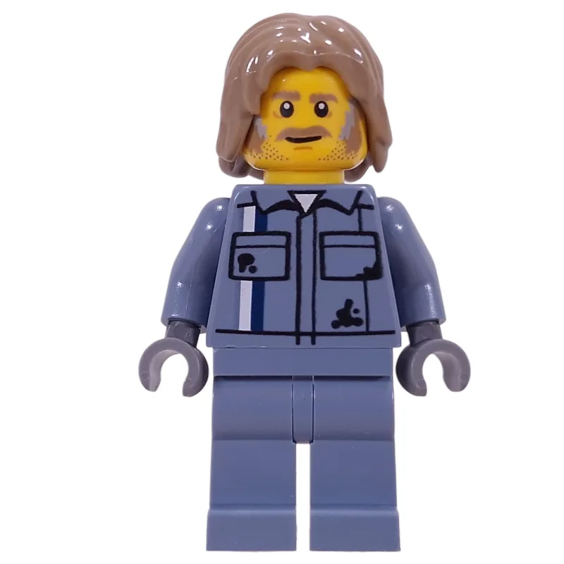 Mechanic, Sand Blue Overalls, Dark Tan Hair — minifigurine LEGO | Brick Broker