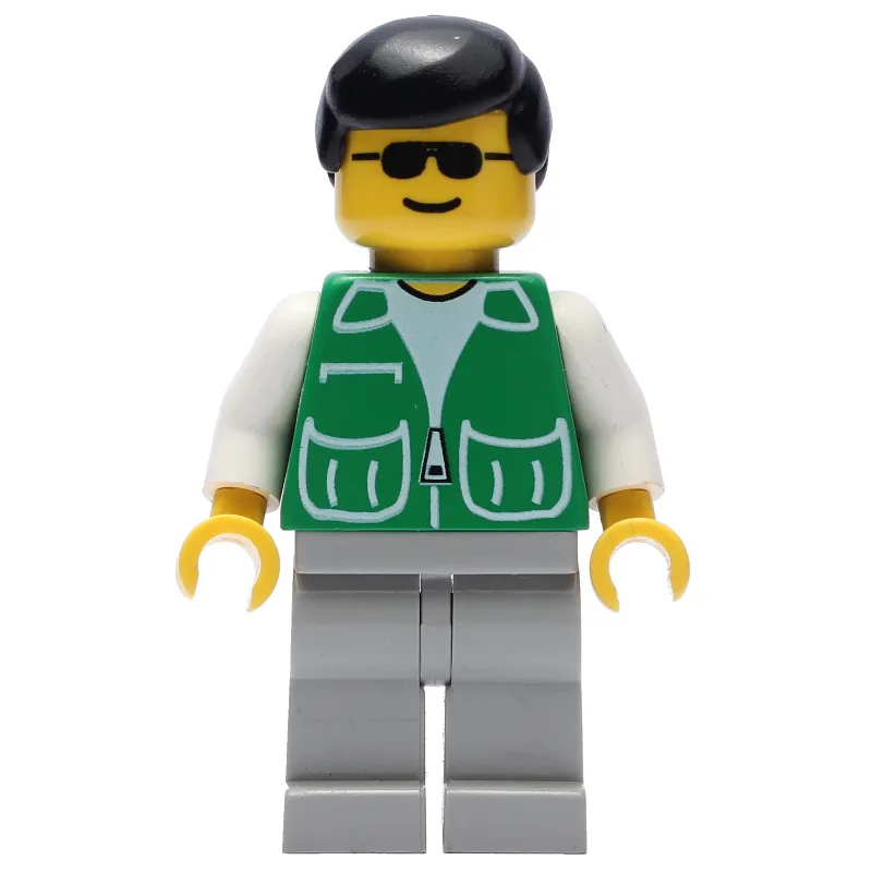 Man, Green Jacket, Light Gray Legs, Black Hai… — minifigurine LEGO | Brick Broker