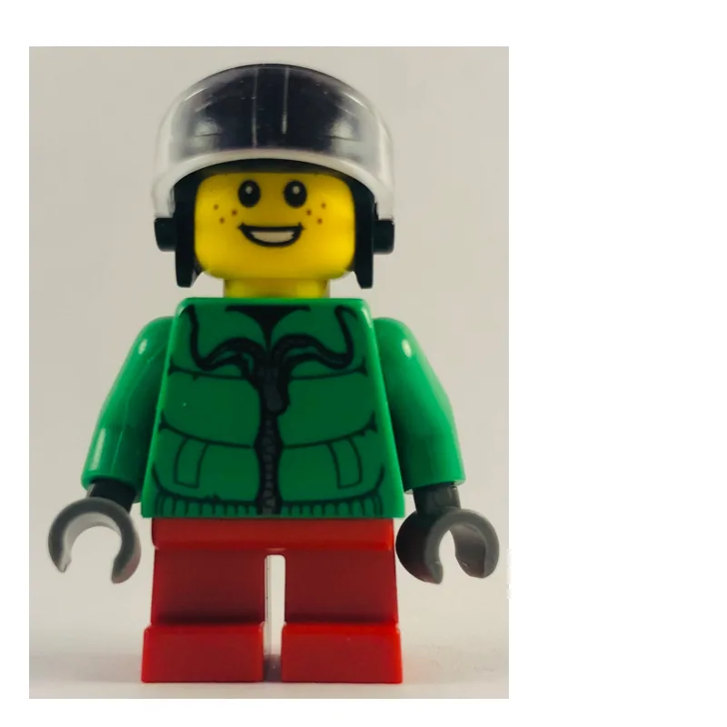 Boy, Green Jacket, Short Red Legs, Black Helm… — minifigurine LEGO | Brick Broker