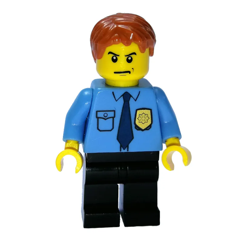 Policeman, Medium Blue Shirt with Badge and T… — minifigurine LEGO | Brick Broker