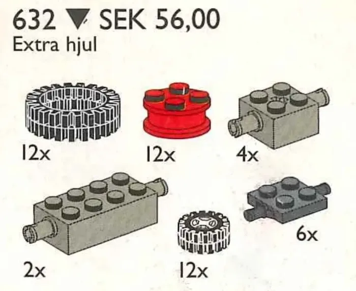 LEGO 632 Roues et Pneus - prix et où acheter | Brick Broker