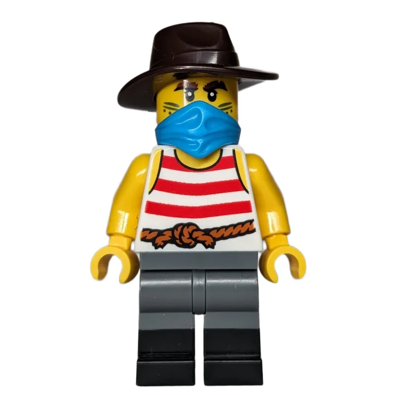 Robber, White Torso, Dark Bluish Grey Legs, F… — minifigurine LEGO | Brick Broker