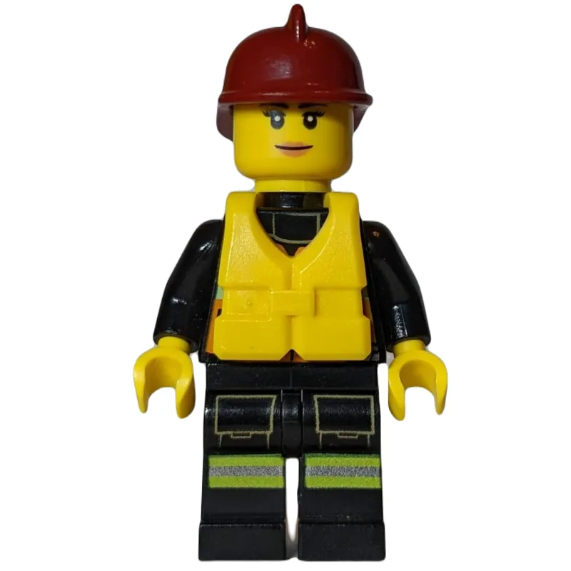 Firewoman, Orange Safety Vest with Radio, Red… — minifigurine LEGO | Brick Broker