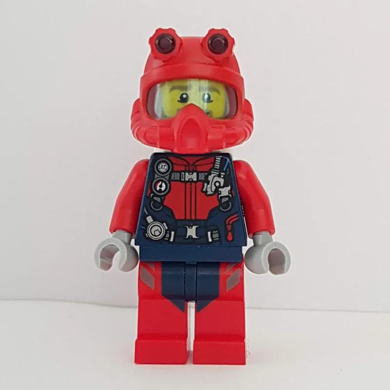 Diver, Man, Red and Dark Blue Wetsuit with St… — minifigurine LEGO | Brick Broker