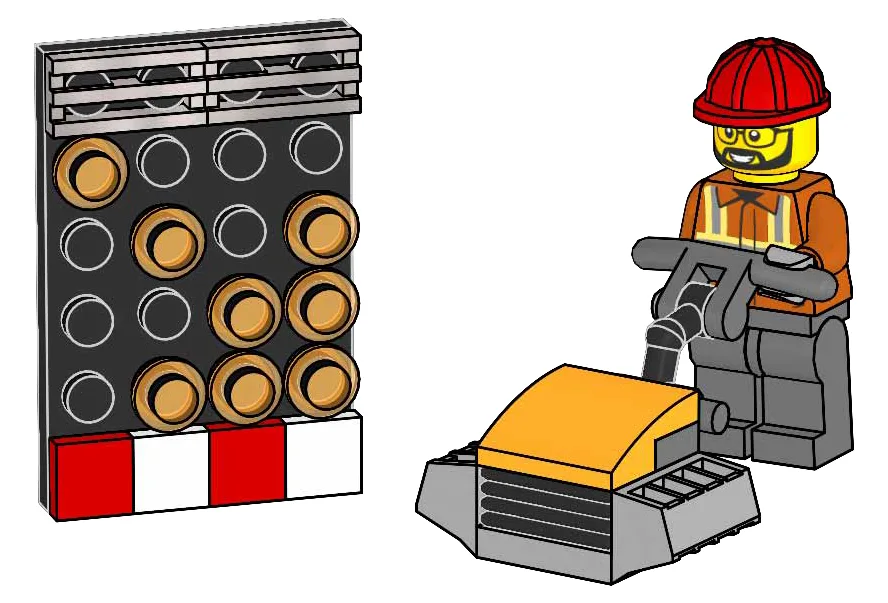 LEGO 952510 Ouvrier du bâtiment avec plaque vibrante - prix | Brick Broker