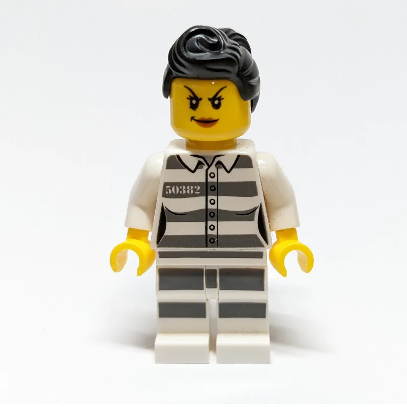 Criminal, Woman, Prison Shirt with #50382, Bl… — minifigurine LEGO | Brick Broker