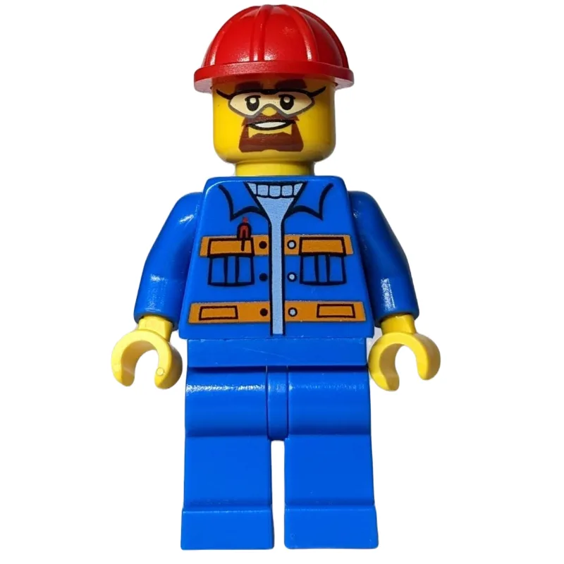 Worker, Blue Jacket with Orange Stripes, Blue… — minifigurine LEGO | Brick Broker
