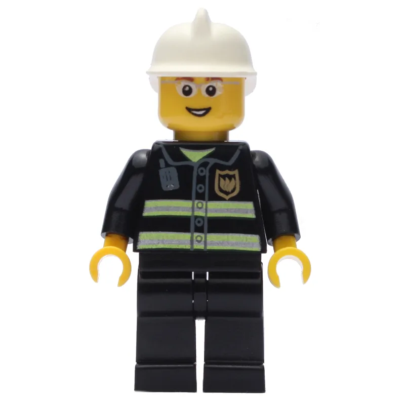 Fireman, Black Fire Jacket with Reflective St… — minifigurine LEGO | Brick Broker