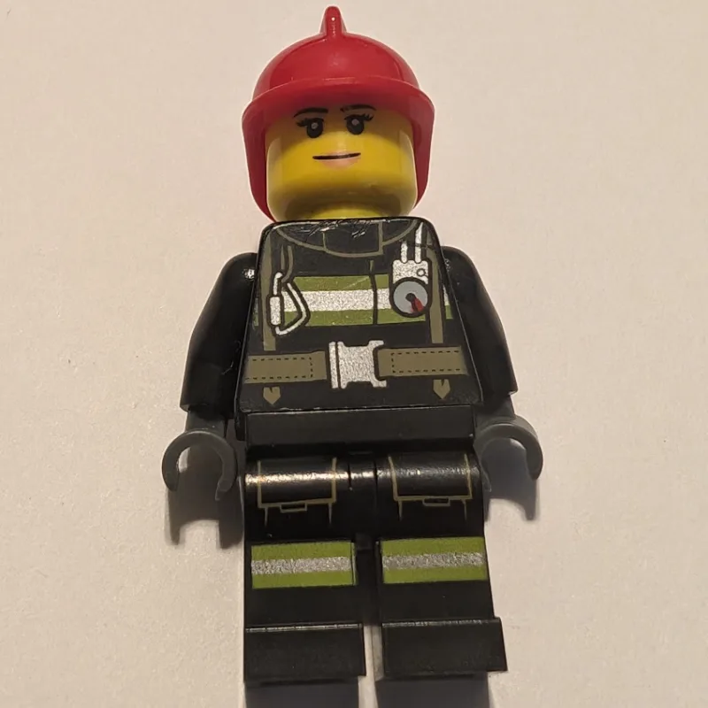 Firewoman, Black Fire Suit with Gauge and Str… — minifigurine LEGO | Brick Broker