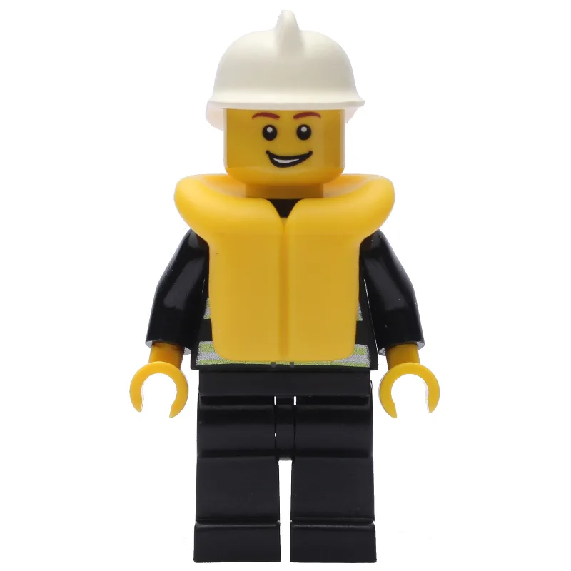 Fireman, Black Fire Jacket with Reflective St… — minifigurine LEGO | Brick Broker