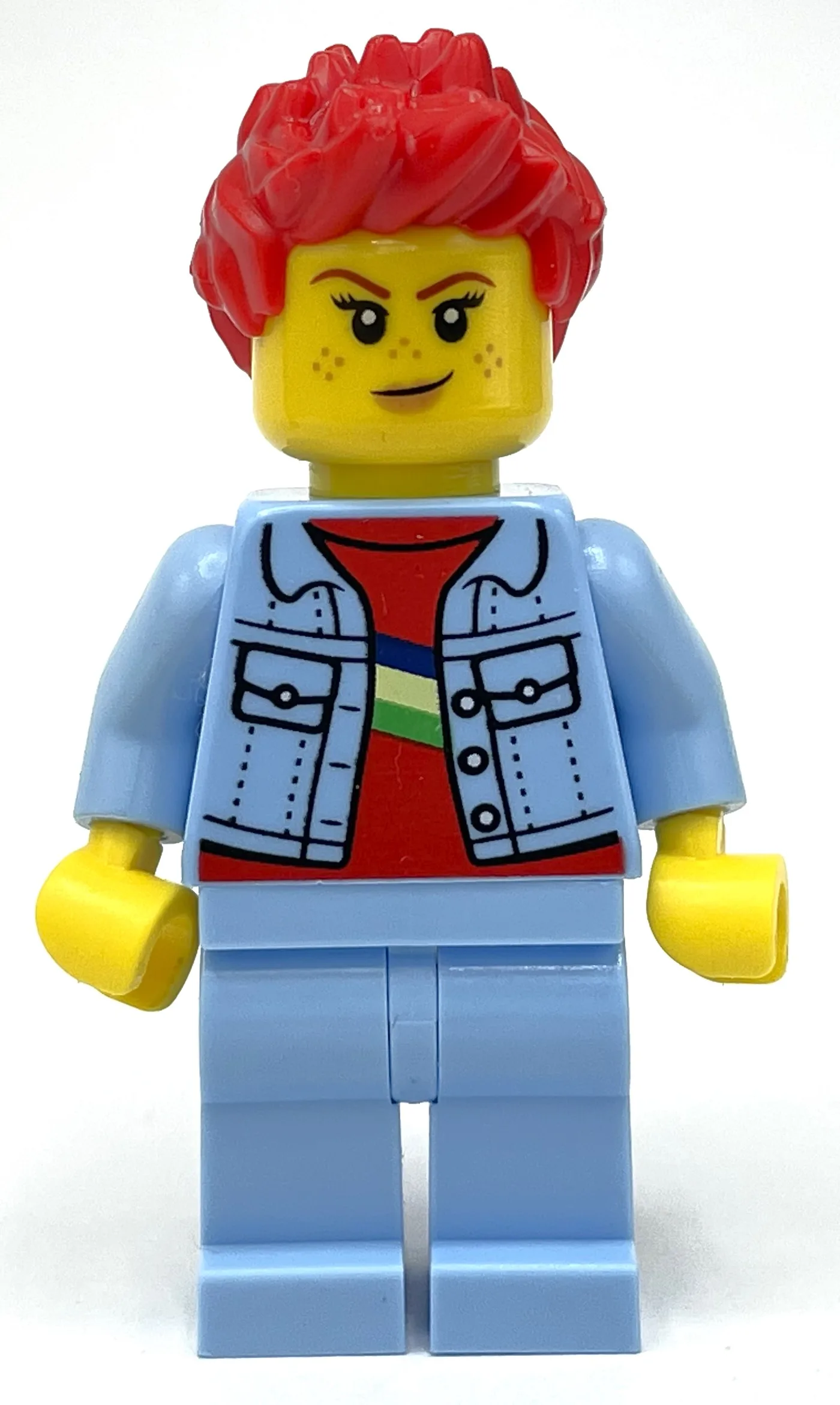 Bright Light Blue Torso and Legs, Red Hair — minifigurine LEGO | Brick Broker