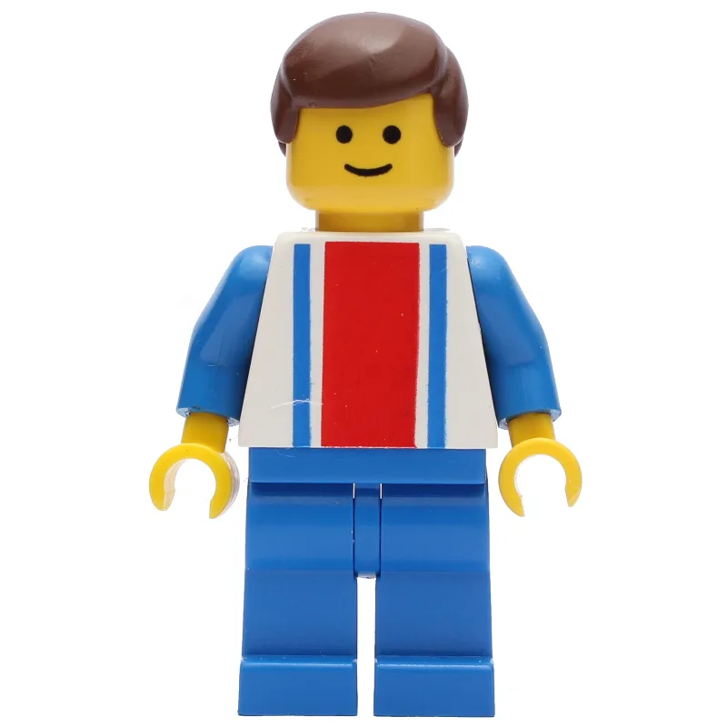Man, White Top with Large Red Stripe and 2 Bl… — minifigurine LEGO | Brick Broker