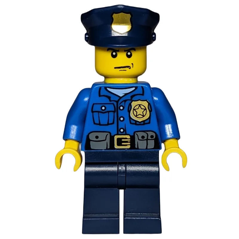 Policeman, Blue Shirt with Badge and Pouches,… — minifigurine LEGO | Brick Broker