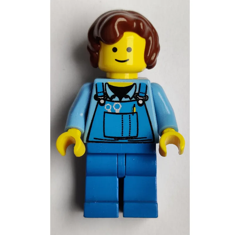 Medium Blue Torso, Blue Overalls, Reddish Bro… — minifigurine LEGO | Brick Broker