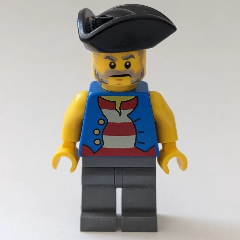 Pirate, Open Blue Vest over Red and White Str… — minifigurine LEGO | Brick Broker