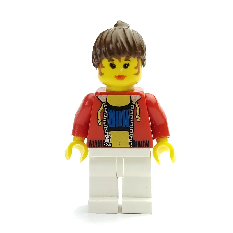Female - Red Jacket, Blue Top, White Legs — minifigurine LEGO | Brick Broker