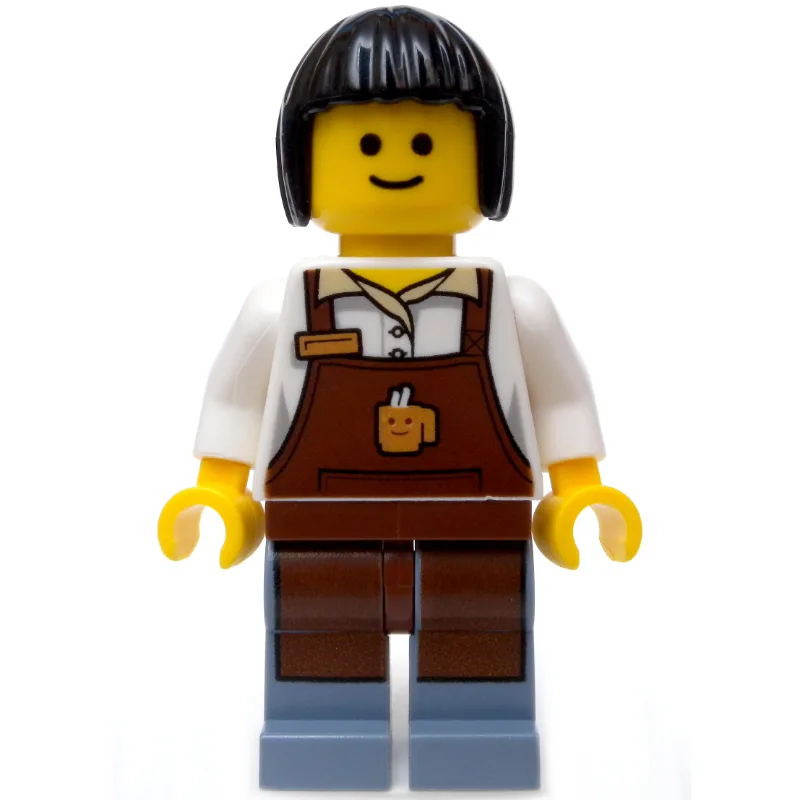 Barista, White Torso, Reddish Brown Apron, Sa… — minifigurine LEGO | Brick Broker